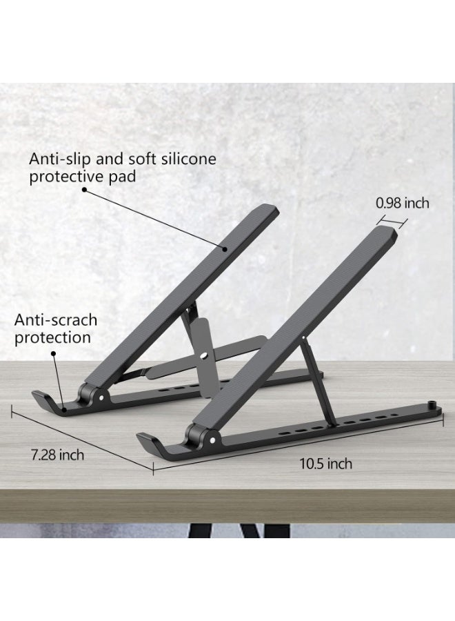 SFENG Adjustable Foldable Laptop Stand, Portable ABS Notebook Riser with 7‑Level Height Adjustment, Ventilated Cooling Laptop Holder with Silicone Anti‑Slip Pads, for 10‑15.6 Inch Laptops & Tablets, Desk Office Use - Image 5